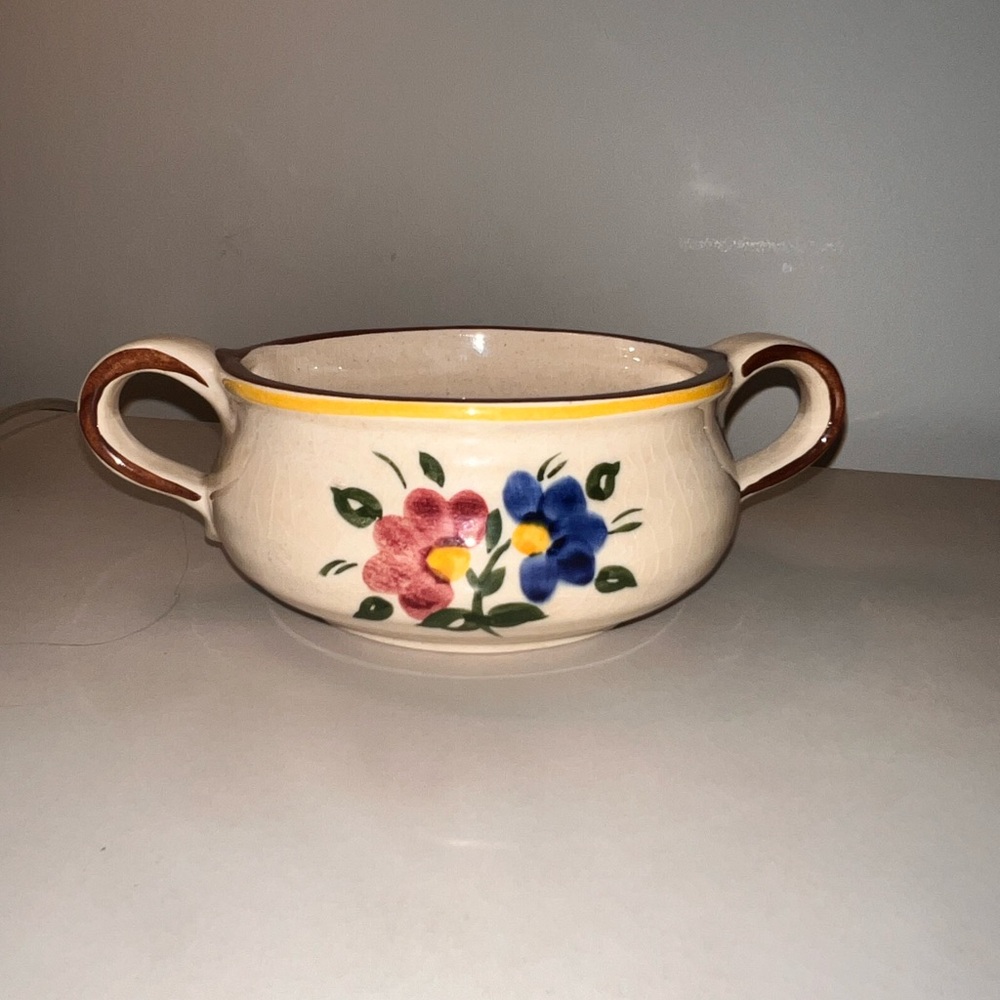 Vintage Goebel Cream Ceramic Bowl with Handles.